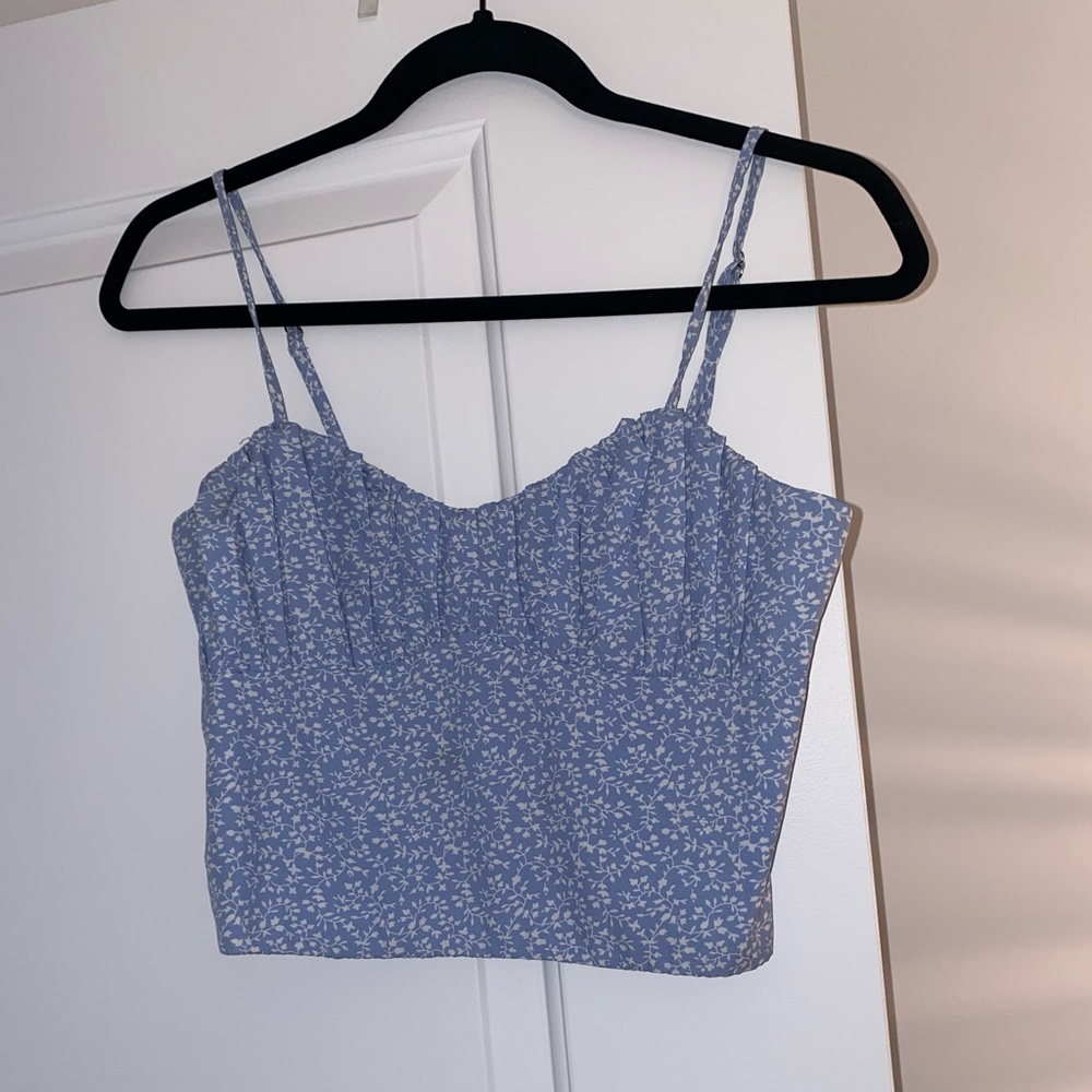 Blue and White floral blouse